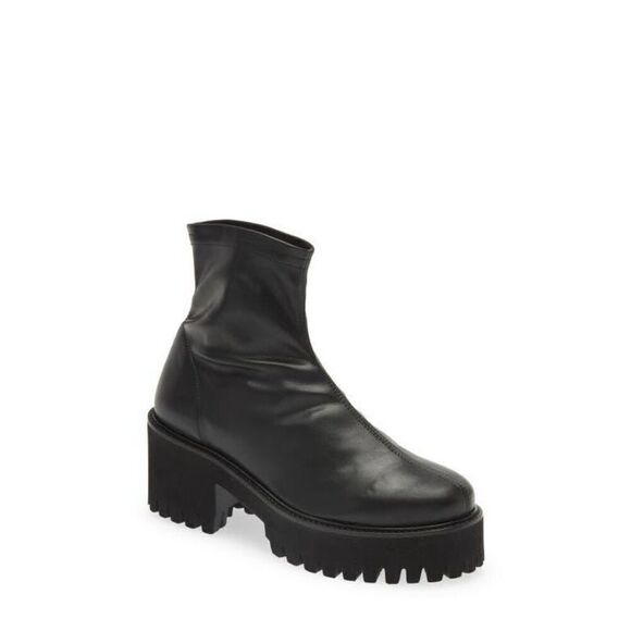 Frame Women's Le Croyden Leather Lug Sole Platform Ankle Bootie‎ Black Size 42 - Picture 1 of 8